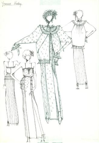 Drawing of Top, Dress and Jacket Designed for Yvonne Keeley