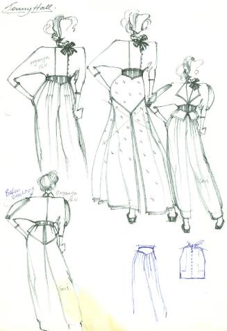 Multidrawing of Top, Jacket, Skirt and Trousers for Private Commission for Jenny Hall