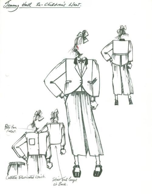 Drawing of Child's Jacket, Blouse and Culottes for Private Commission for Jenny Hall