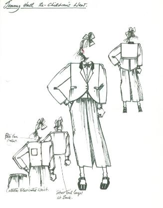 Drawing of Child's Jacket, Blouse and Culottes for Private Commission for Jenny Hall