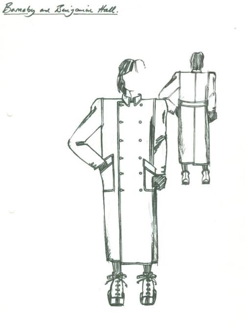 Drawing of Overcoat for Private Commission for Benjamin and Barnaby Hall