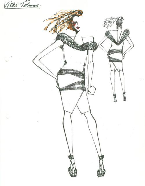 Drawing of Dress for Private Commission for Vicki Tollman