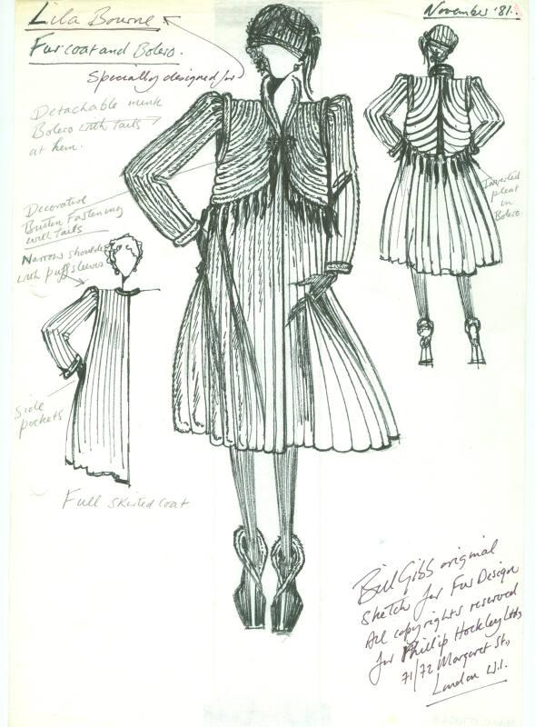 Drawing of Fur Coat and Bolero for Private Commission for Lila Bourne