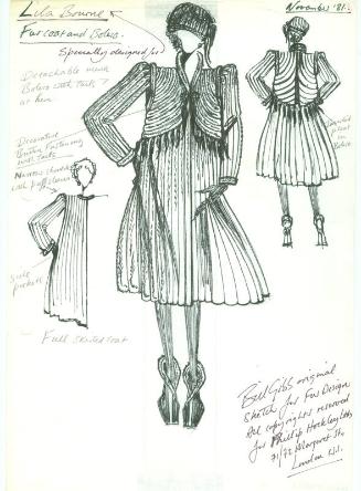 Drawing of Fur Coat and Bolero for Private Commission for Lila Bourne