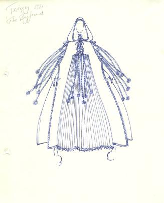 Drawing of Hooded-Dress for Twiggy for Premiere of 'The Boyfriend'