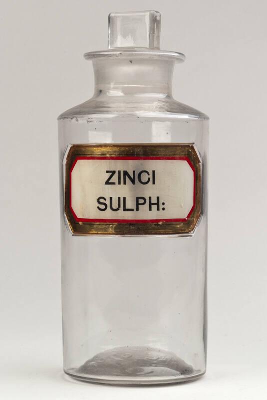 Recessed Label Powder Shop Round ZINCI SULPH: (Sulphate of Zinc)