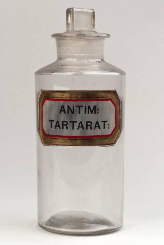 Recessed Label Powder Shop Round ANTIM: TARTARAT: (Antimony Potassium Tartrate)