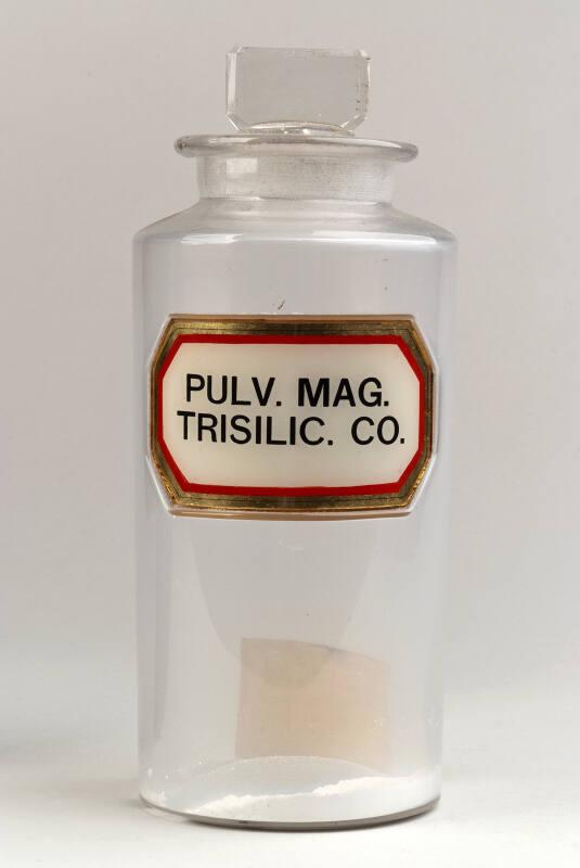 Recessed Label Powder Shop Round PULV. MAG. TRISILIC. CO. (Compound of Magnesium Trisilicate Powder)