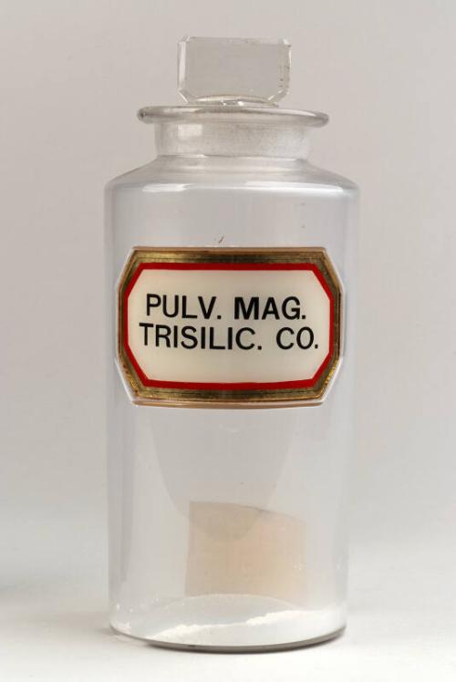 Recessed Label Powder Shop Round PULV. MAG. TRISILIC. CO. (Compound of Magnesium Trisilicate Powder)