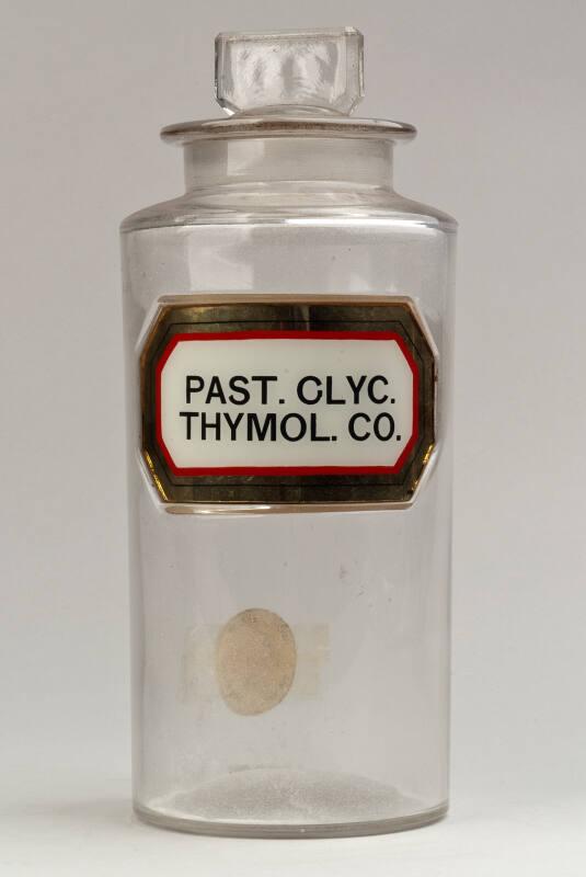 Recessed Label Powder Shop Round PAST. GLYC. THYMOL. CO. (Glycerin Thymol Pastilles)