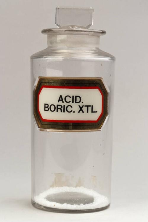 Recessed Label Powder Shop Round ACID. BORIC. XTL. (Boric Acid Crystals)