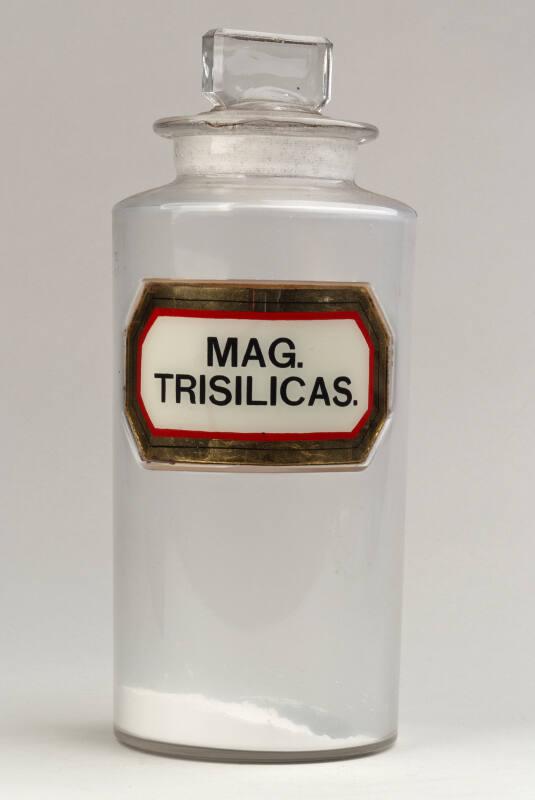 Recessed Label Powder Shop Round MAG. TRISILICAS. (Magnesium Trisilicate)