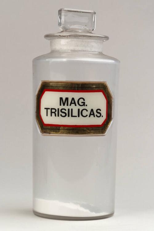 Recessed Label Powder Shop Round MAG. TRISILICAS. (Magnesium Trisilicate)