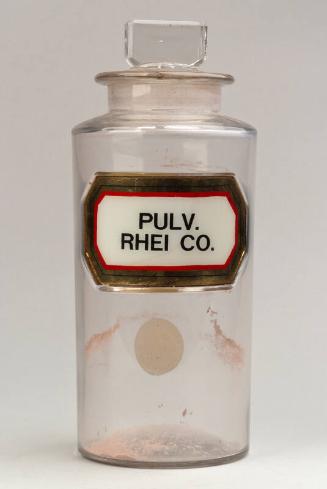 Recessed Label Powder Shop Round PULV. RHEI CO. (Powder of Rhubarb)