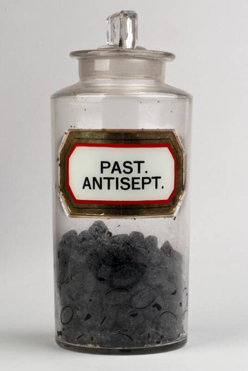 Recessed Label Powder Shop Round PAST. ANTISEPT.