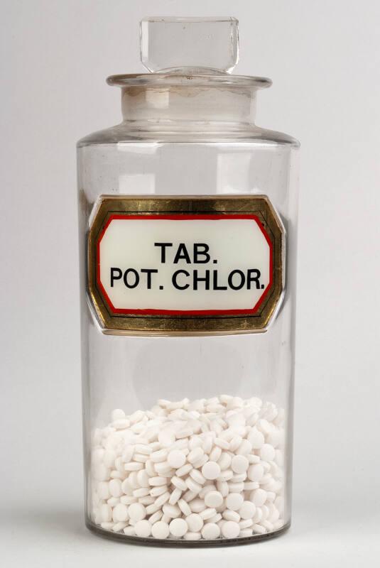 Recessed Label Powder Shop Round TAB. POT. CHLOR.