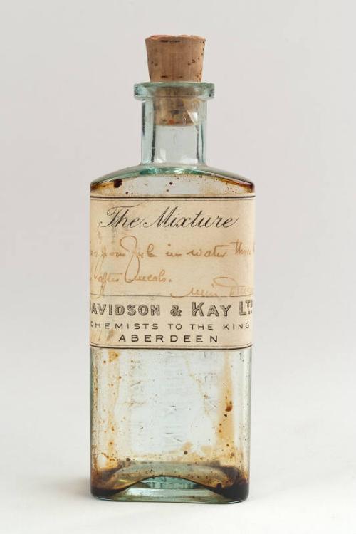 Clear Glass Squared Labelled Mixture Bottle