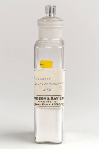 Clear Glass Squared Labelled Shop Round MANGANESE GLYCEROPHOSPHATE N.F.X