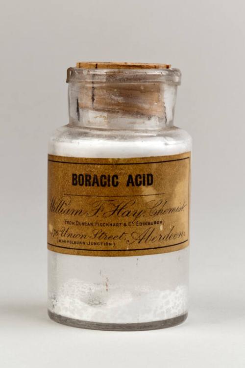 Small Clear Glass Labelled Jar BORACIC ACID