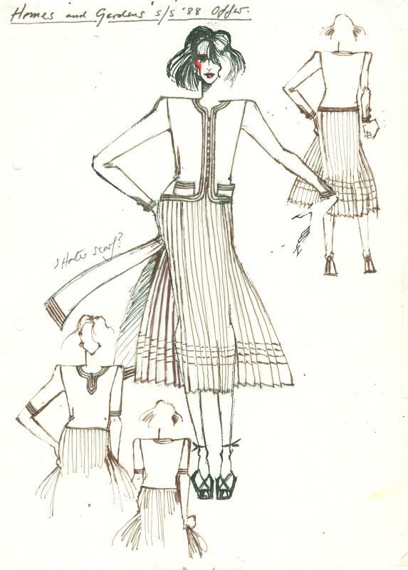 Drawing of Knitted Outfit for Spring/Summer 1988 and 'Homes and Gardens Magazine Offer