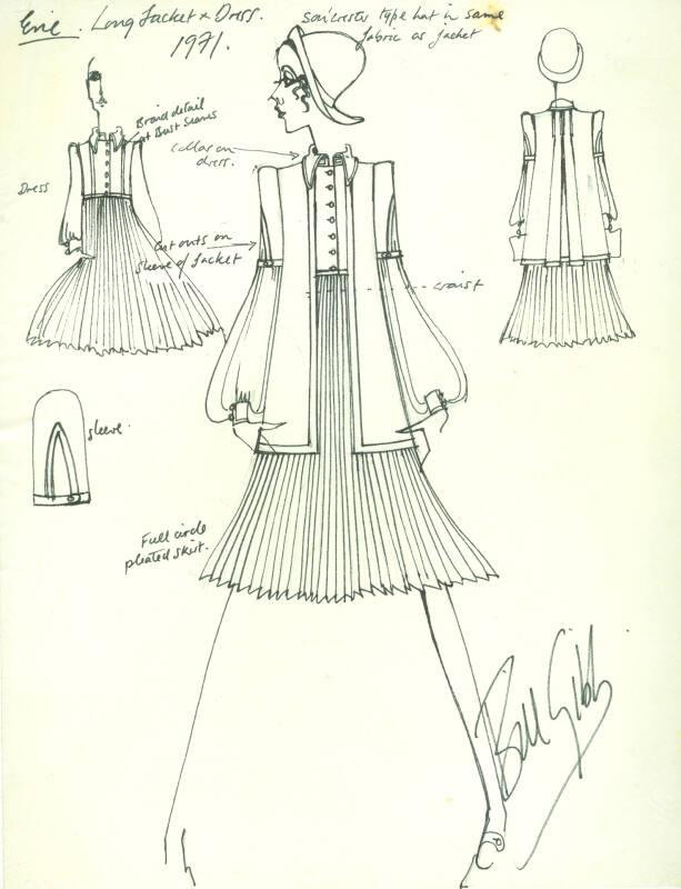 Drawing of Jacket, Blouse and Dress Designed for Evie