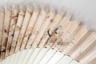 Chinese Ivory Fan with Brown and Gold Lacquer Box