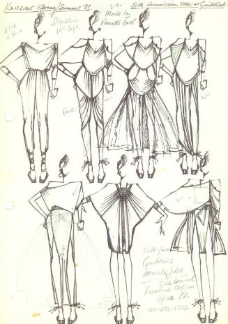 Multidrawing of Dresses for Spring/Summer 1983 Knitwear Collection and Silk Commission Show at …