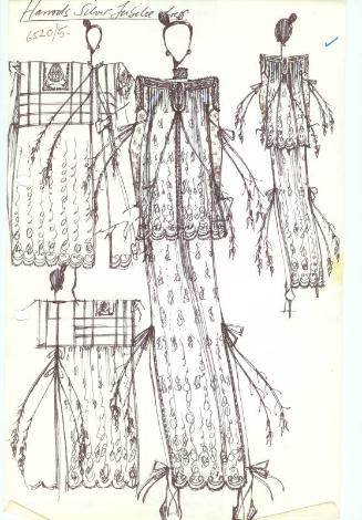Drawing of Harrods' Silver Jubilee Dress