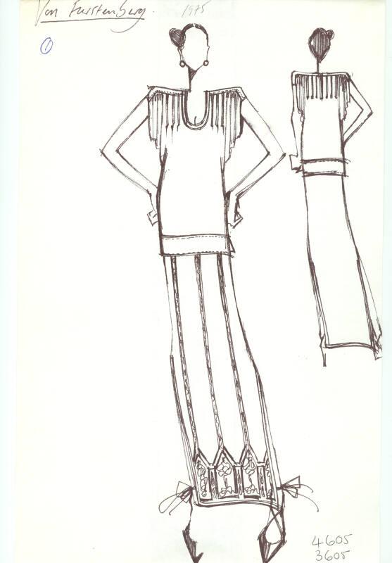 Drawing of Top and Skirt for Von Furstenberg Collection