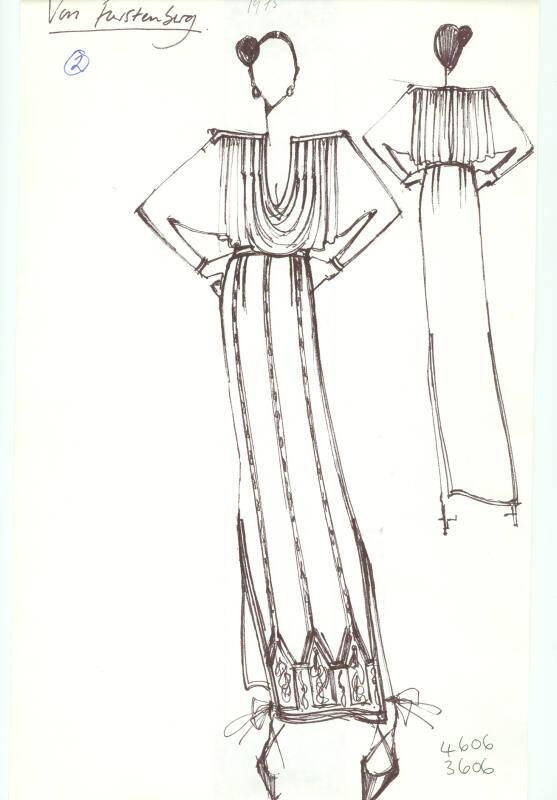 Drawing of Top and Skirt for Von Furstenberg Collection