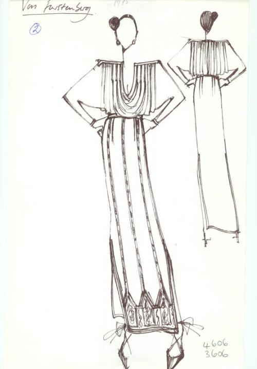 Drawing of Top and Skirt for Von Furstenberg Collection