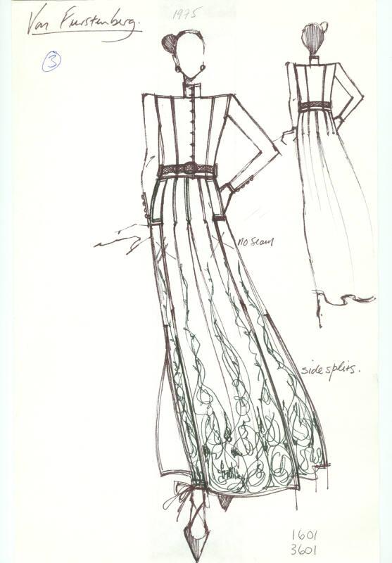 Drawing of Top and Skirt for Von Furstenberg Collection