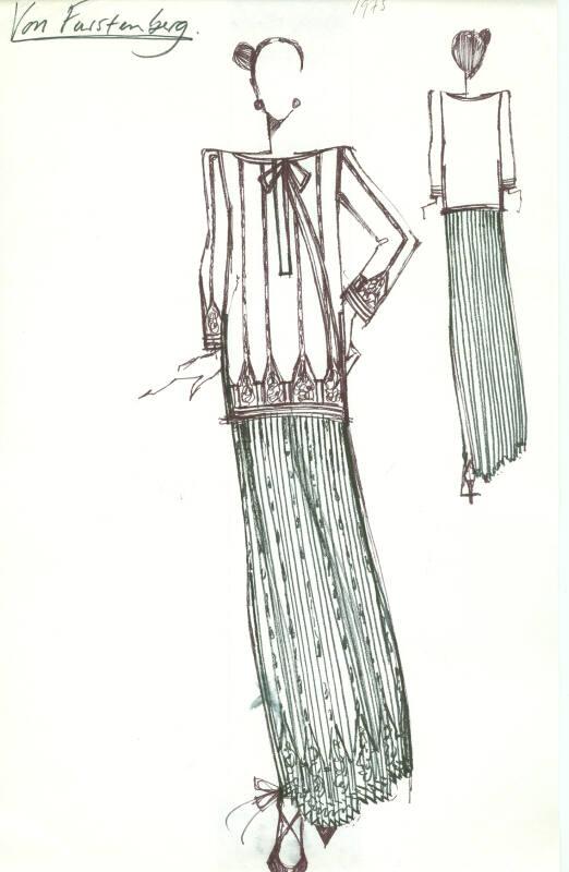 Drawing of Tunic Top and Skirt for Von Furstenberg Collection