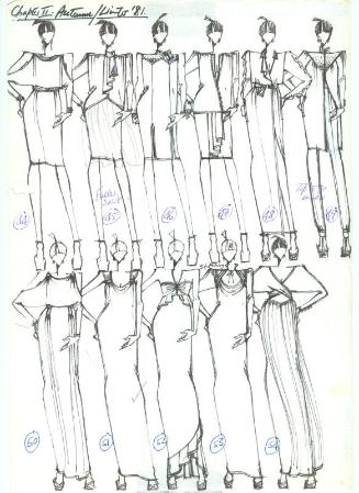 Multidrawing of Tops, Skirts and Dresses for Autumn/Winter 1981 Collection 'Chapter II'