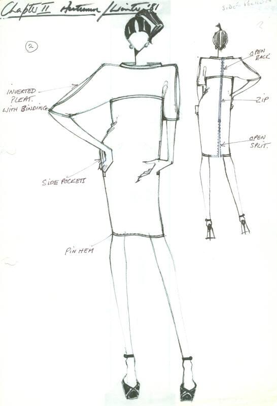 Drawing of Dress for Autumn/Winter 1981 Collection 'Chapter II'