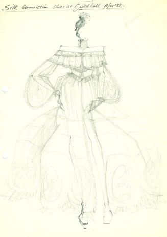 Drawing of Dress for Autumn/Winter 1982 Silk Commission Show at the Guildhall