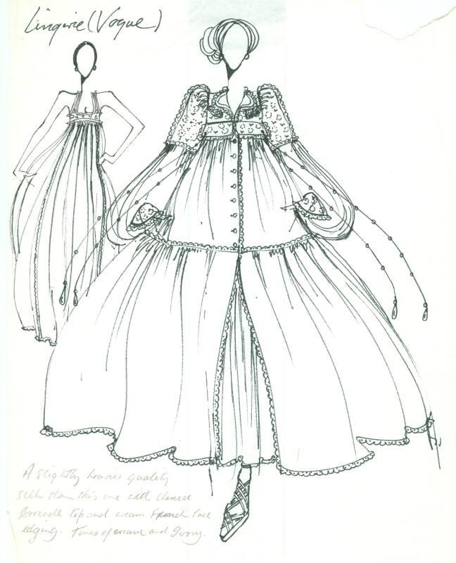 Drawing of Nightdress and Housecoat for Vogue Lingerie