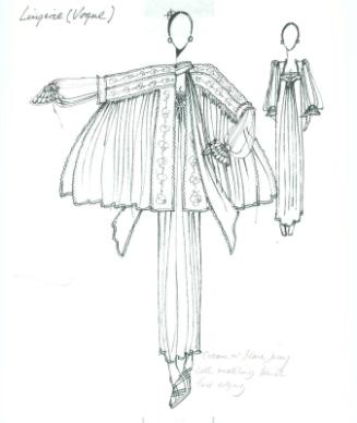 Drawing of Nightdress and Bedjacket for Vogue Lingerie