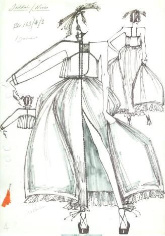 Drawing of Dress and Jacket  with Fabric Swatch for Jeddah Collection