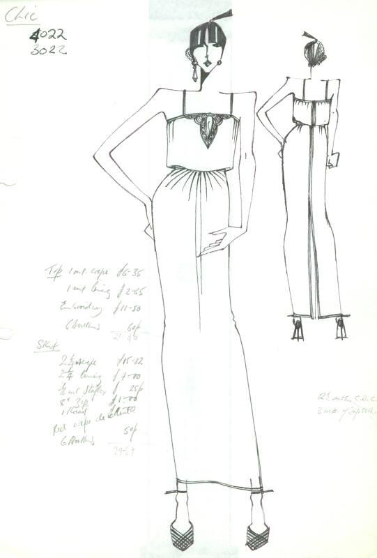 Drawing of Top and Skirt for Chic