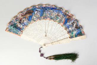 Chinese Ivory Framed Fan with Lacquer Box