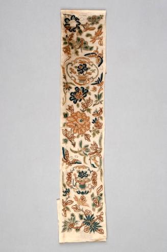 Chinese Embroidered Sleeveband with Peonies and Chrysanthemums