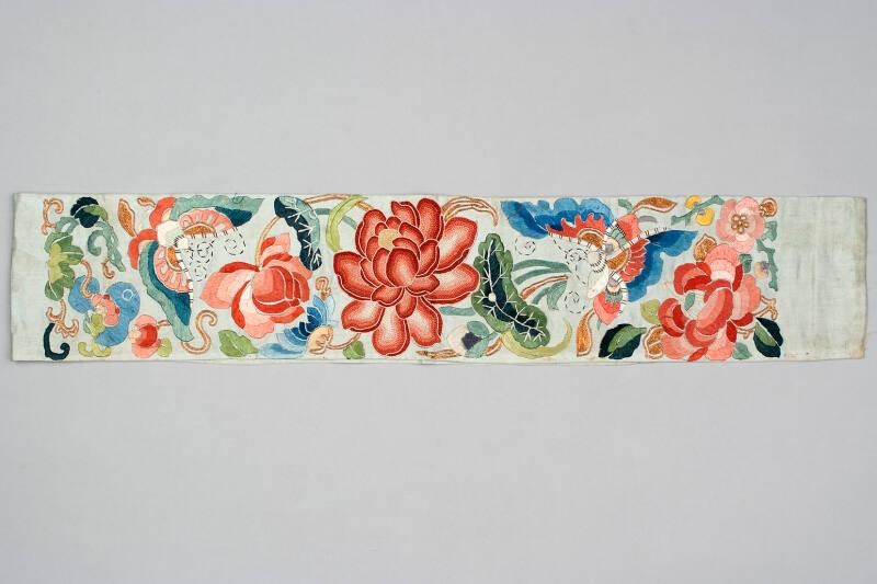 Chinese Embroidered Sleeveband with Flowers and Butterflies