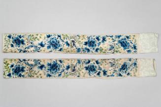 Pair of Chinese Embroidered Sleevebands with Blue Peonies