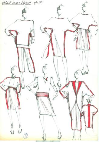Multidrawing of Tops, Trousers, Skirts and a Dress for Autumn/Winter 1983 Mail Order Project
