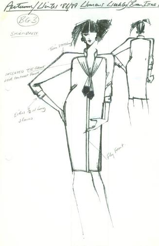 Drawing of Shirt-Dress for Autumn/Winter 1986/87 Collection and Woman's Weekly Boom Issue Proje…