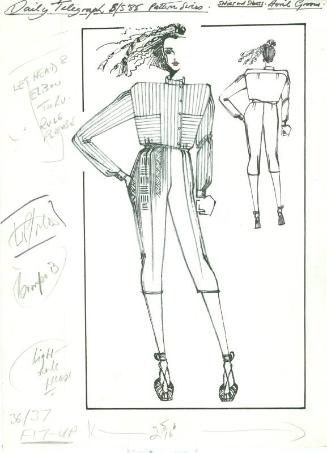 Drawing of Blouse and Cropped Trousers for the Daily Telegraph Spring/Summer 1985 Pattern Serie…