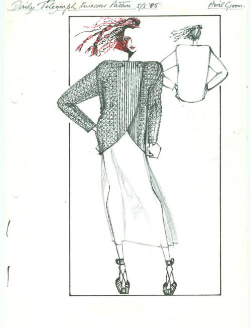 Drawing of Cardigan for the Daily Telegraph Spring/Summer 1985 Pattern Series