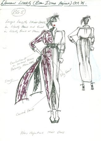 Drawing of Shirt-Dress for Autumn/Winter 1986/87 Collection and Woman's Weekly Boom Issue Proje…