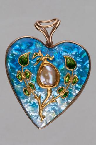 Heart Shaped Gold Enamel Pendant by James Cromar Watt